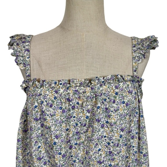 E T C Tiered Ruffle Flutter Scalloped Maxi Dress in Ditsy Floral Liberty London - Picture 4 of 12